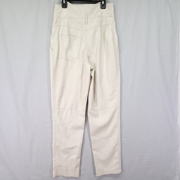 Nanushka Vegan Leather Pants Size XS Taper Ivory High Rise Pockets - Picture 2 of 16